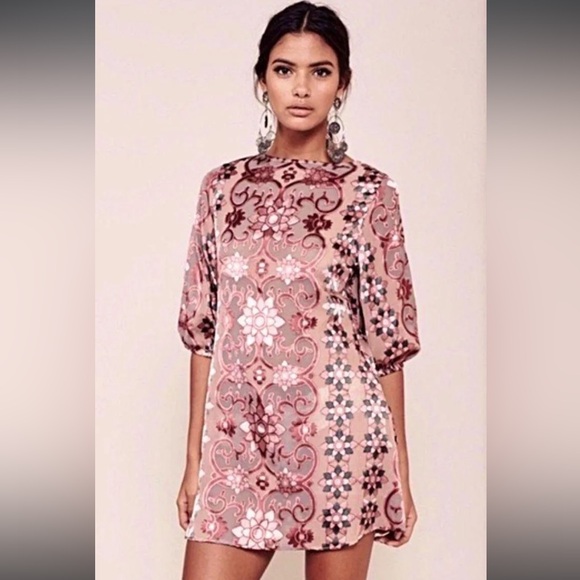 For Love & Lemons Silk Teresa Mini Dress Womens Small Pink Floral | F1933 - Picture 10 of 12